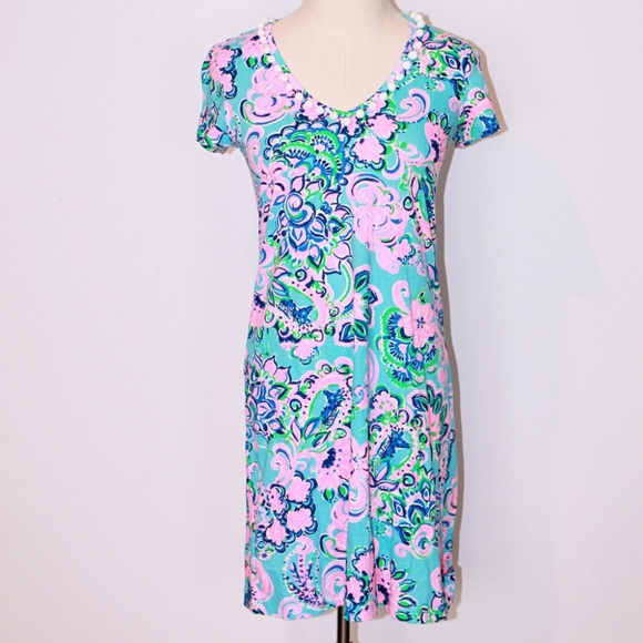 Lilly Pulizter Etta Blue Horizon Sunrise Pom Pom Dress Size (XXS) - Picture 1 of 4